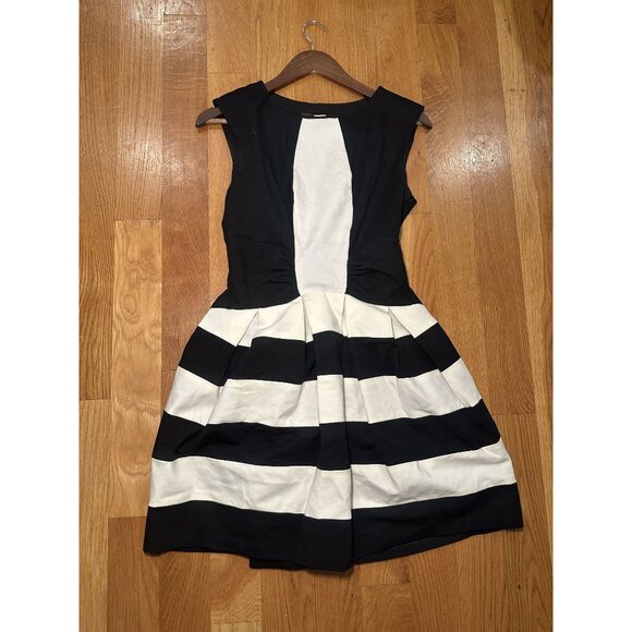 Eva Franco Black & White Tank Dress Size 6 – Retro Contrast Fit & Flare Holiday - Picture 2 of 6